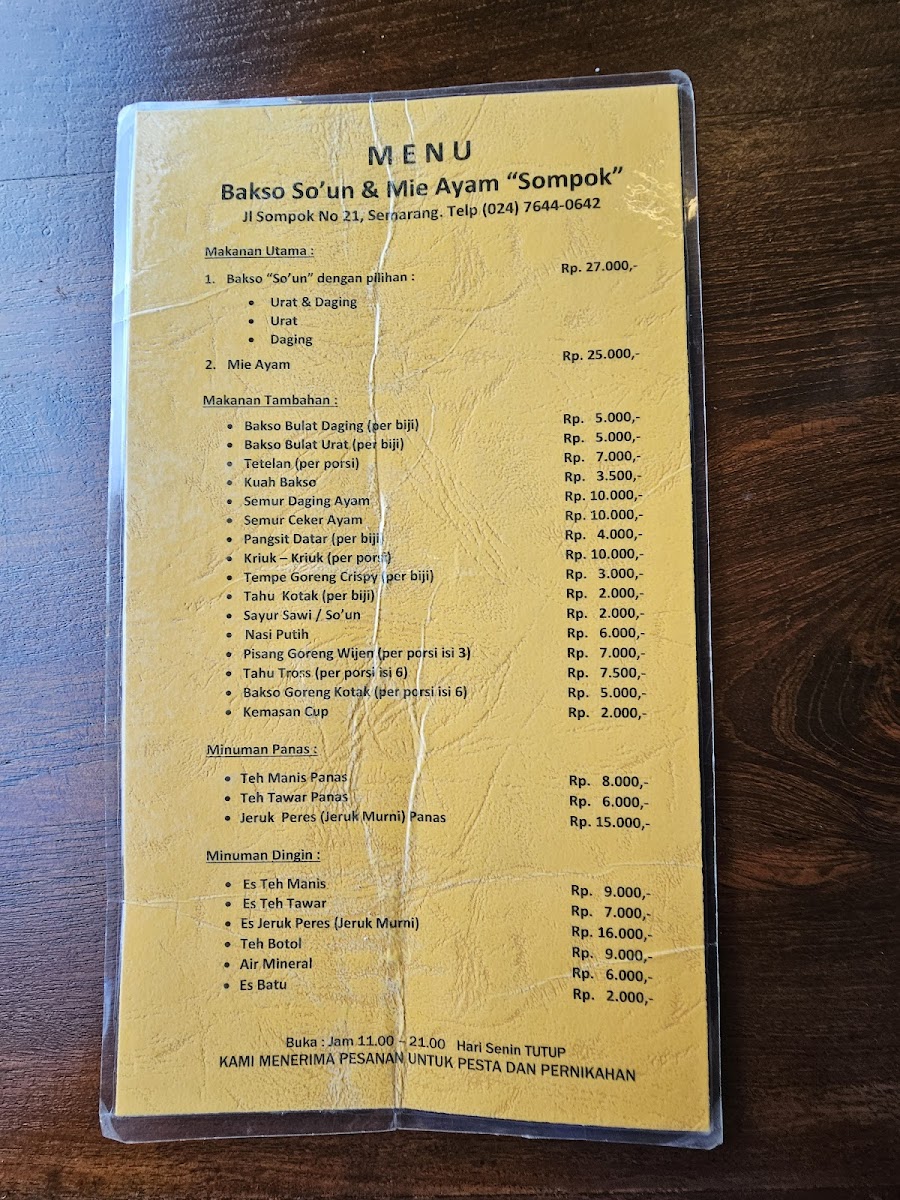 Bakso So'un & Mie Ayam Sompok Menu - Image 3