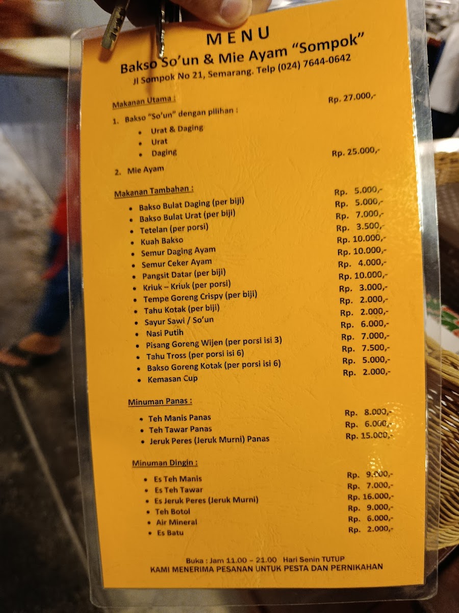 Bakso So'un & Mie Ayam Sompok Menu - Image 4