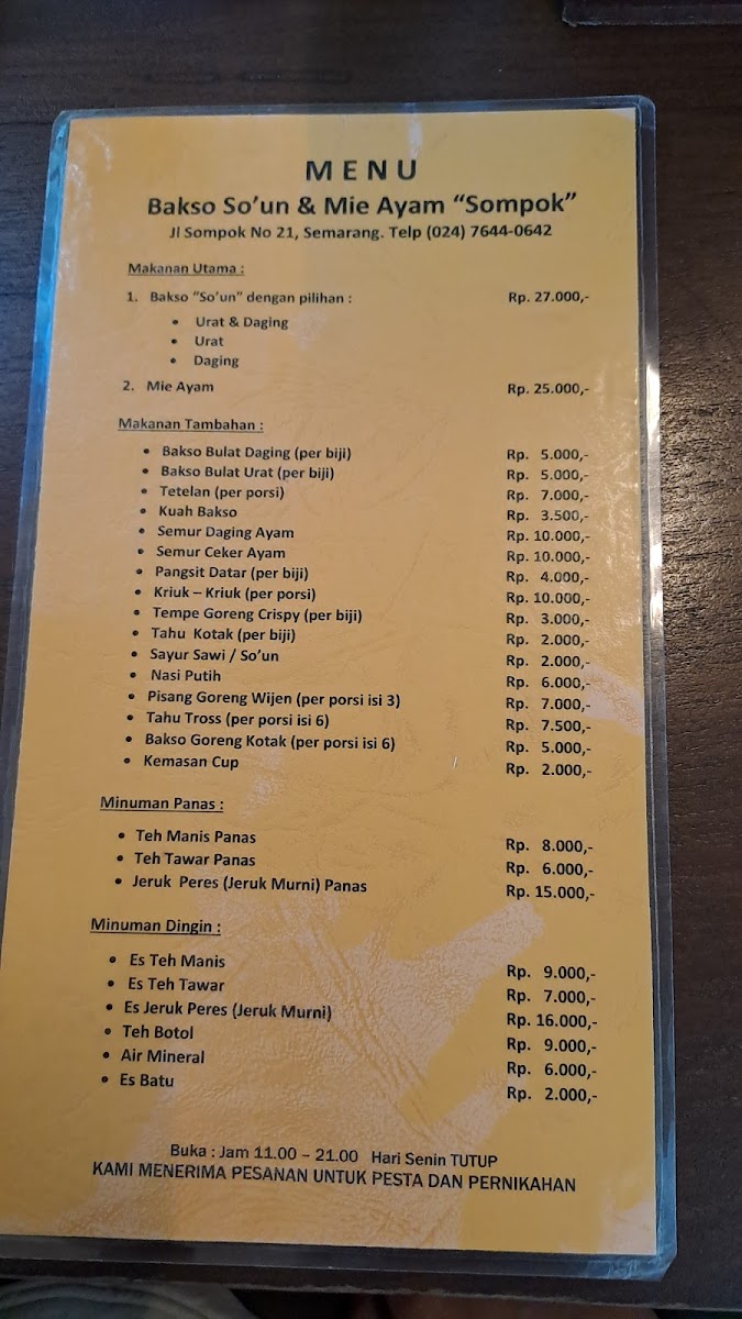 Bakso So'un & Mie Ayam Sompok Menu - Image 6